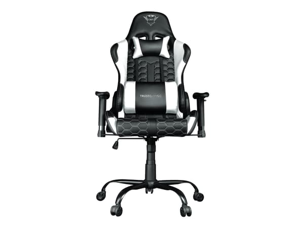 Trust GXT Resto 708W - Stol - ergonomisk - armlener - tipping - roterende - høydensitetsskumplast, polyuretanlær, metall, elastisk stoff, plastikk -