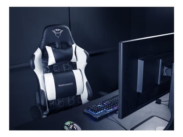 Trust GXT Resto 708W - Stol - ergonomisk - armlener - tipping - roterende - høydensitetsskumplast, polyuretanlær, metall, elastisk stoff, plastikk -