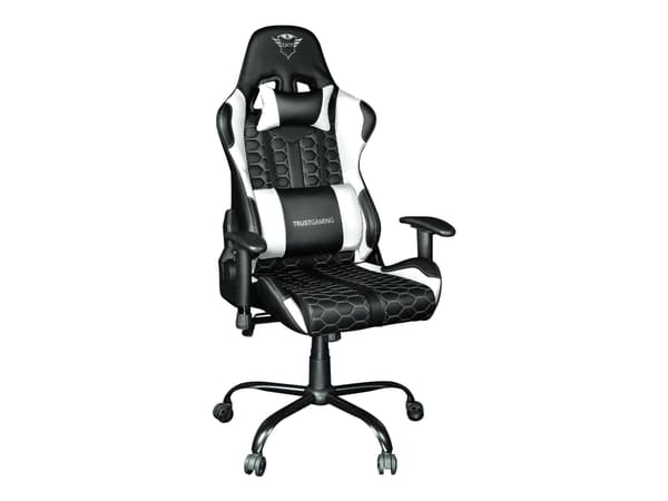Trust GXT Resto 708W - Stol - ergonomisk - armlener - tipping - roterende - høydensitetsskumplast, polyuretanlær, metall, elastisk stoff, plastikk -