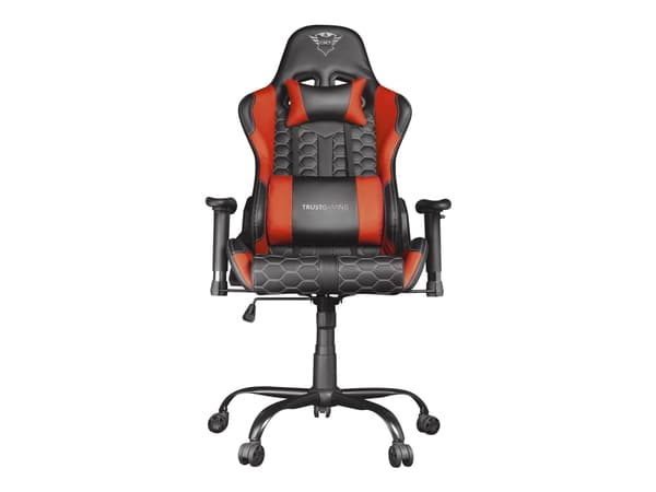 Trust Gaming GXT 708R Resto - Spillestol - ergonomisk - armlener - tipping - roterende - metallramme, polyuretanlær, elastisk stoff - rød