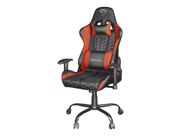 Trust Gaming GXT 708R Resto - Pelituoli - ergonominen - käsinojat - kallistus - kääntyvä - polyuretaaninahka, joustava kangas, metallirunko - punaine