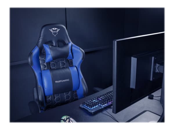 Trust GXT Resto 708B - Stol - ergonomisk - armlener - tipping - roterende - høydensitetsskumplast, polyuretanlær, metall, elastisk stoff, plastikk -