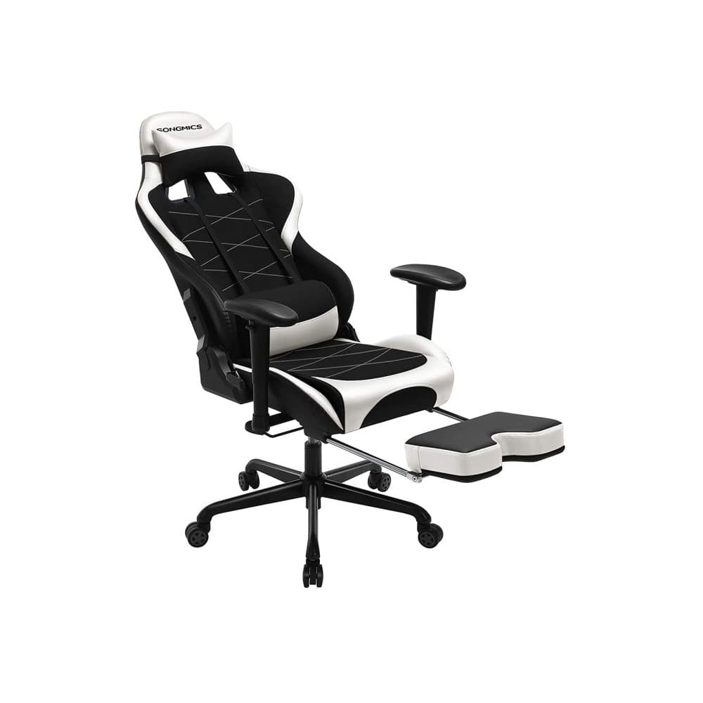 Segenn's Akron Gaming stol med fotstöd - 150 kg - Kontorsstol - Bordsstol - Ländskydd - Kudde - Hög ryggstöd - Ergonomisk - Stål - Syntetiskt läder -