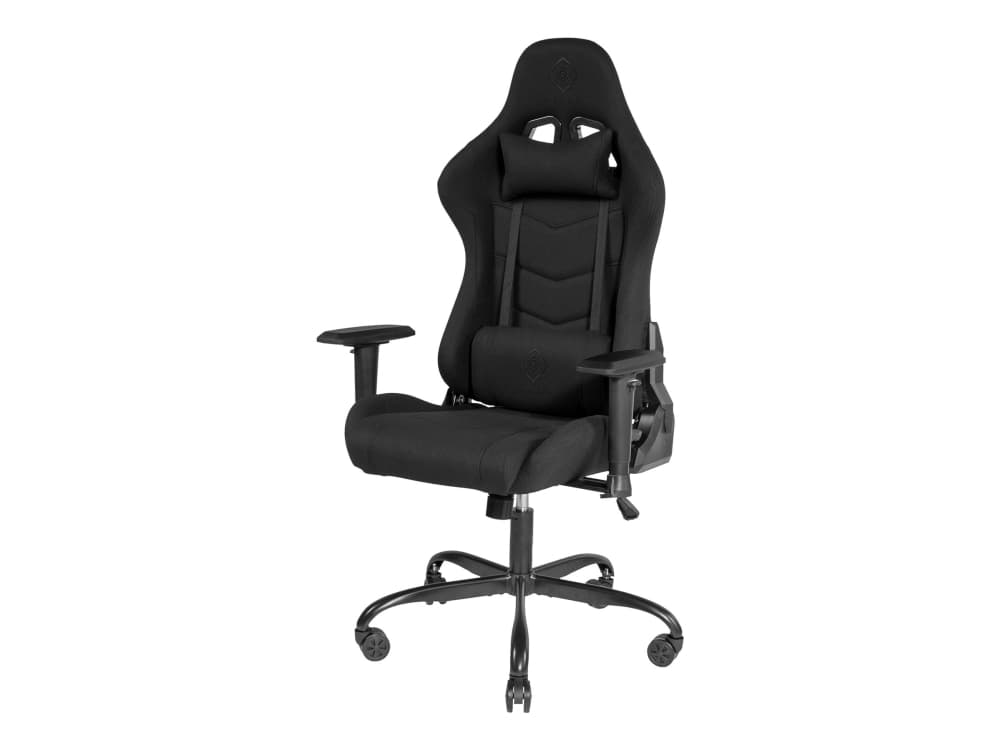 DELTACO GAMING DC220 - Spelstol - ergonomisk - högsvart - armstöd - T-formad - aluminium, mjuk canvas - svart