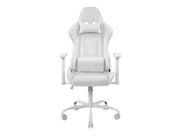 DELTACO GAMING GAM-096 - Spillestol - ergonomisk - høy bakside - armlener - T-formet - tipping - roterende - aluminiumsramme, PU-belagt lær - hvit