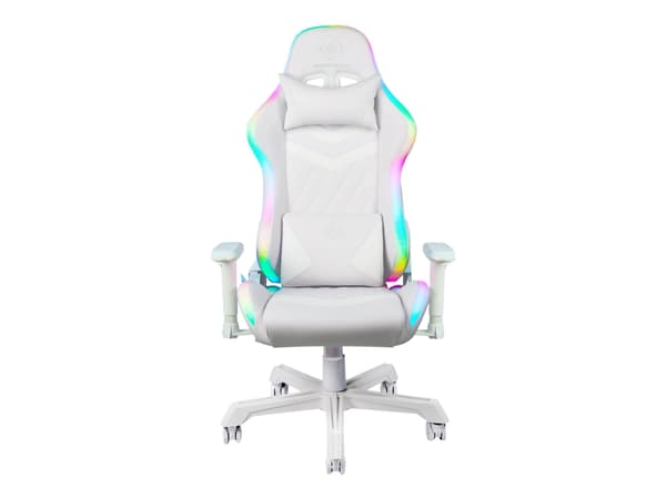 DELTACO GAMING GAM-080 - Spillestol - ergonomisk - armlener - T-formet - tipping - roterende - kunstlær - hvit, RGB