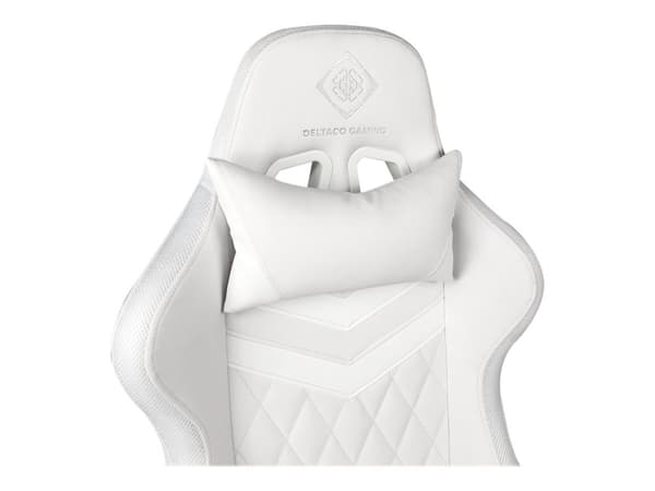 DELTACO GAMING GAM-080 - Spillestol - ergonomisk - armlener - T-formet - tipping - roterende - kunstlær - hvit, RGB