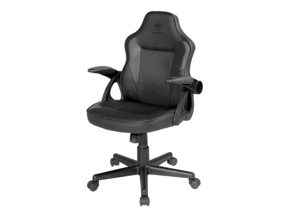 DELTACO GAMING DC120 Junior - Spelstol - armstöd - lutning - svängtapp - polyuretanläder - svart