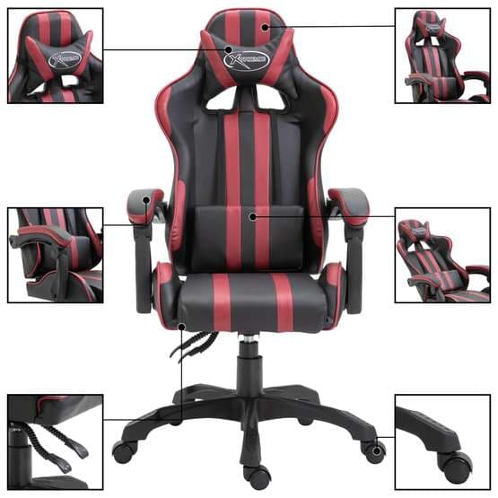 Gamingstol Vinröd Randig Konstläder