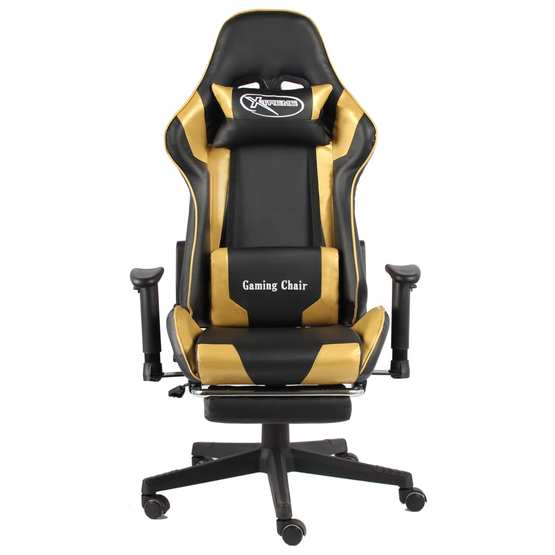 Snurrbar Gamingstol Med Fotstöd Guld Pvc