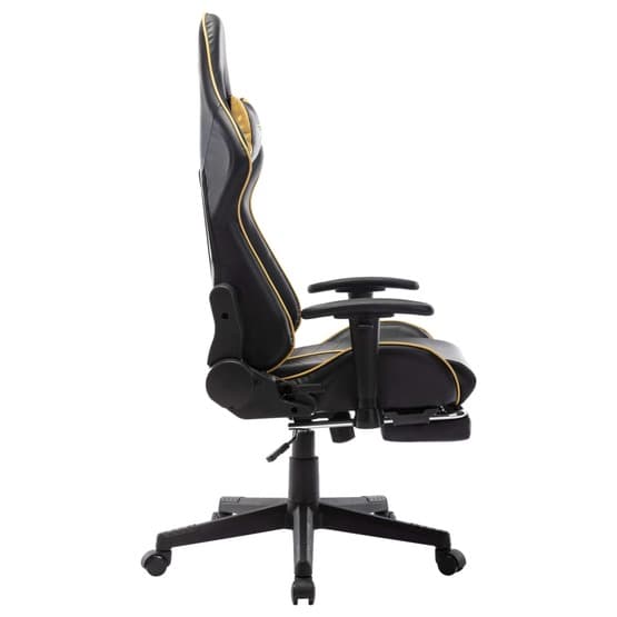 Gamingstol Med Fotstöd Svart Och Guld Konstläder