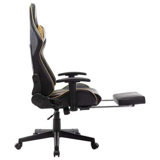 Gamingstol Med Fotstöd Svart Och Guld Konstläder