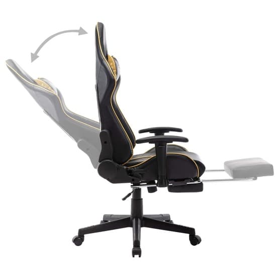 Gamingstol Med Fotstöd Svart Och Guld Konstläder