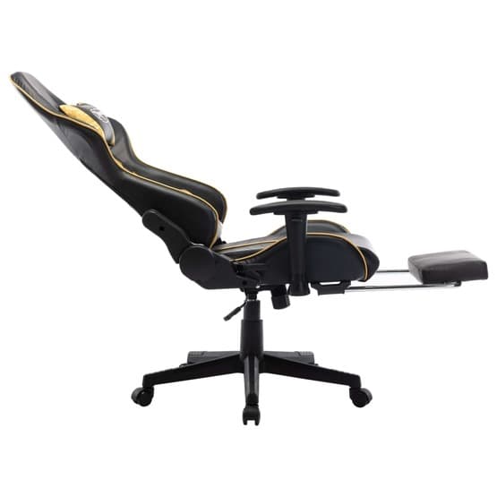 Gamingstol Med Fotstöd Svart Och Guld Konstläder