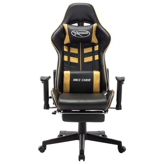 Gamingstol Med Fotstöd Svart Och Guld Konstläder