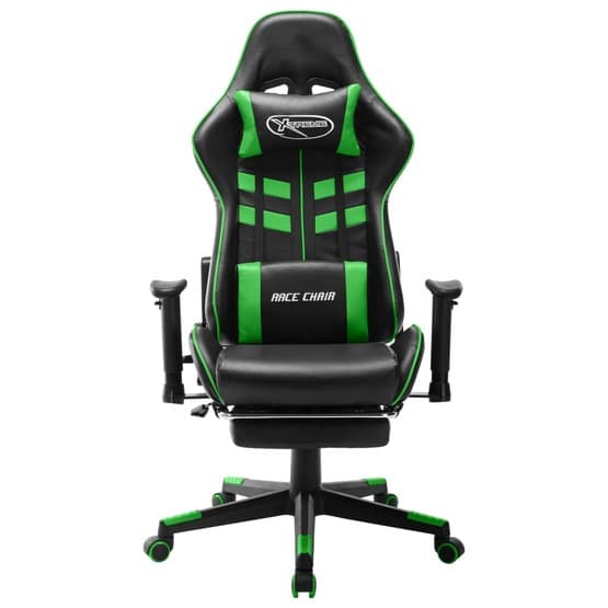 Gamingstol Med Fotstöd Svart Och Grön Konstläder