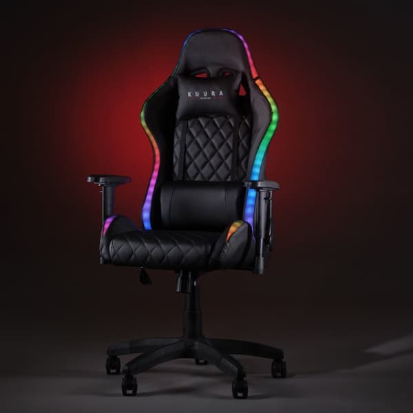 Kuura Gaming Gamerstol RGB, Sort