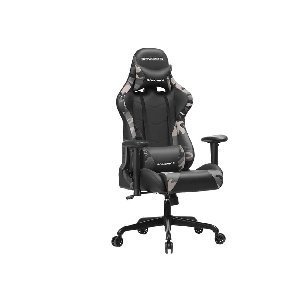 Segenn's Gaming stol 150 kg - Kontorsstol - med svankdyna - Stålram - Högt ryggstöd och bred sits - Höjdjusterbar - Ergonomisk - Konstläder - Kamoufl