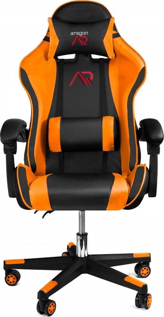 Gamingstol ergonomisk kontorsstol i orange och svart ECO-läder