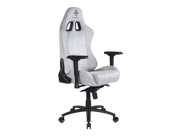 DELTACO GAMING DC440L - Spillestol - ergonomisk - høy bakside - armlener - T-formet - roterende - Alcantra-stoff, kaldstøpt skum - lysegrå