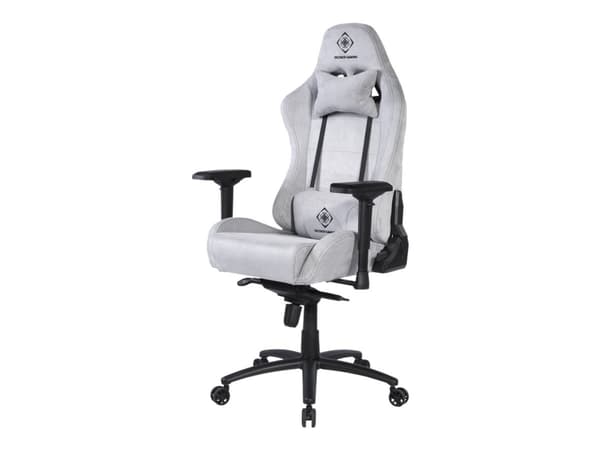 DELTACO GAMING DC440L - Spillestol - ergonomisk - høy bakside - armlener - T-formet - roterende - Alcantra-stoff, kaldstøpt skum - lysegrå