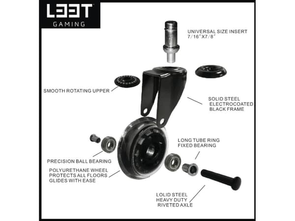 L33T - Hjul - 76.2 mm - svart (en pakke 5)