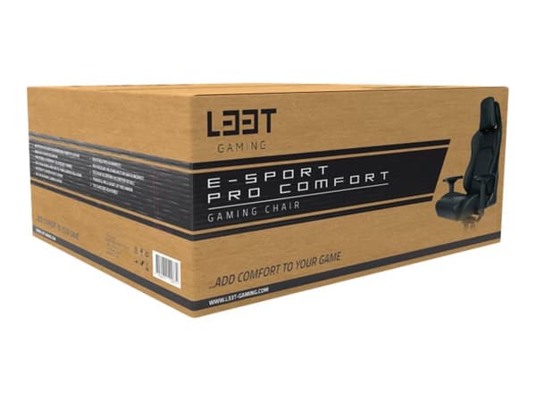 L33T E-Sport Pro Comfort - Spelstol - ergonomisk - armstöd - T-formad - lutning - svängtapp - metall, mocka, alcantara, polyuretanläder, stålram, kal