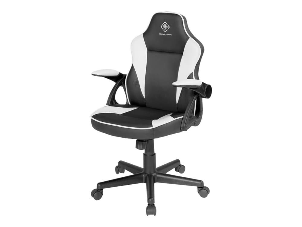 DELTACO GAMING DC120 Junior - Spelstol - armstöd - lutning - svängtapp - polyuretanläder - svart, vit