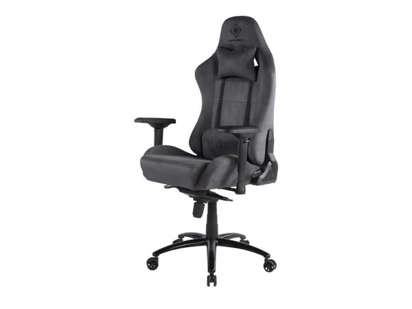 DELTACO GAMING DC440D - Spillestol - ergonomisk - høy bakside - armlener - T-formet - tipping - Alcantra-stoff, aluminium - mørk grå