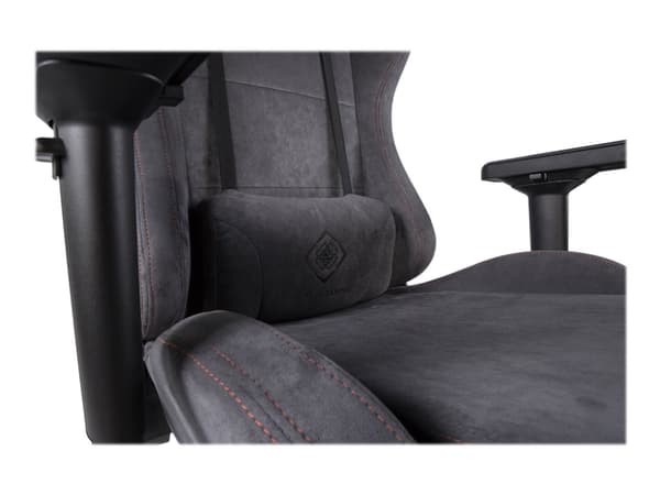 DELTACO GAMING DC440D - Spillestol - ergonomisk - høy bakside - armlener - T-formet - tipping - Alcantra-stoff, aluminium - mørk grå