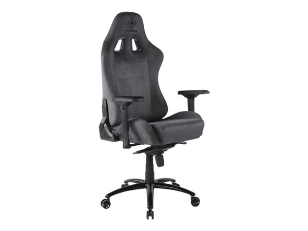DELTACO GAMING DC440D - Spillestol - ergonomisk - høy bakside - armlener - T-formet - tipping - Alcantra-stoff, aluminium - mørk grå