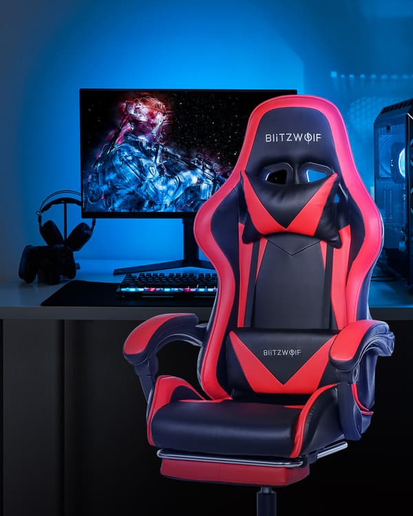 BW-GC1 Gaming Chair Ergonomisk design 150°återstående avtagbara kuddar Fotstöd Integrerat armstöd Home Office - Svartvitt
