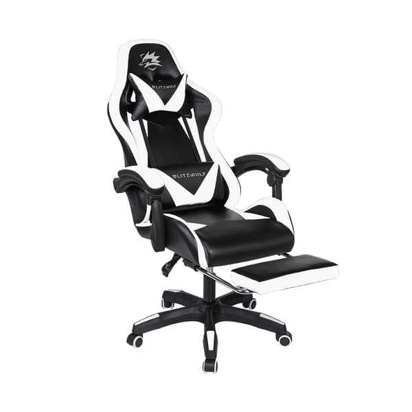 BW-GC1 Gaming Chair Ergonomisk design 150°återstående avtagbara kuddar Fotstöd Integrerat armstöd Home Office - Svartvitt