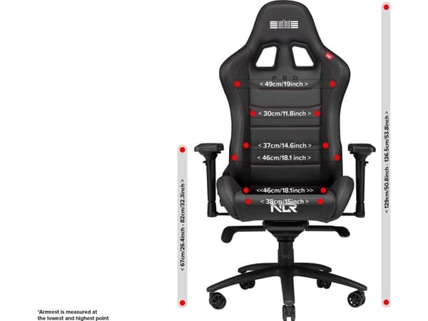Next Level Racing Pro Gaming - Spelstol - ergonomisk - armstöd - lutning - mocka, kolstål, kallformat skum, högkvalitativt polyuretanskinn - svart