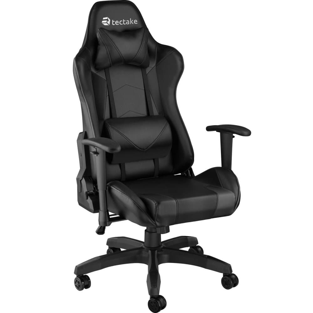 Luxe Bureaustoel | Ergonomisch | Gamestoel Leer | Zwart | Met poef