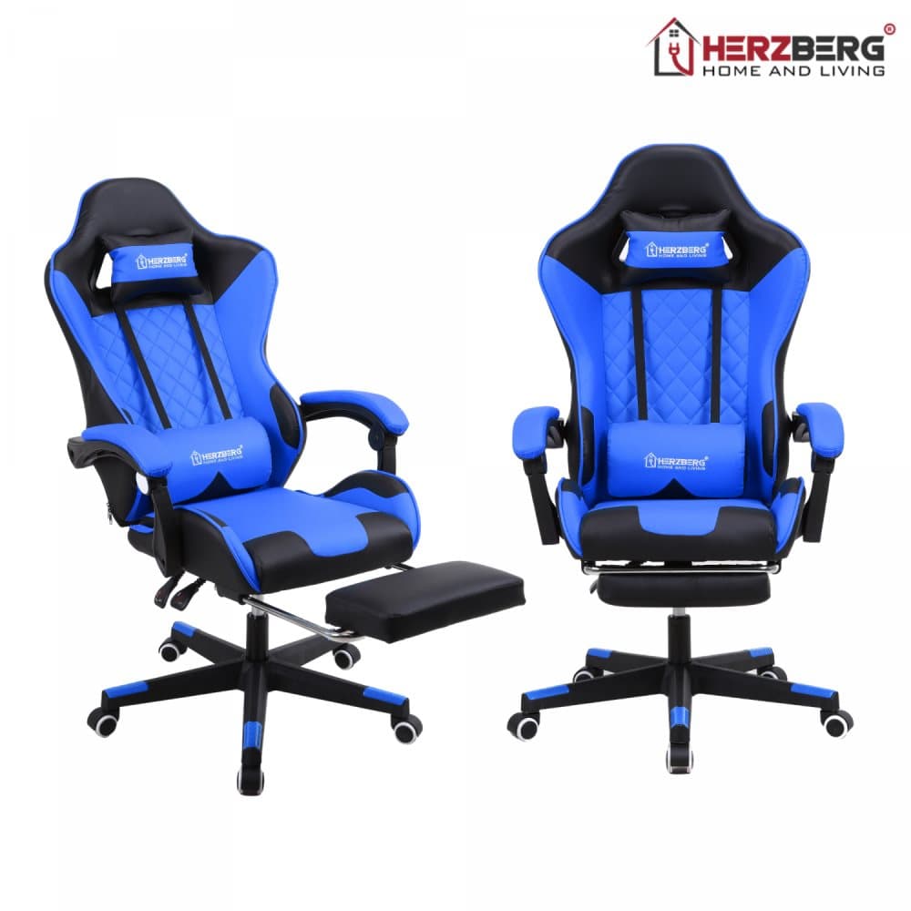 Herzberg HG-8081: Ergonomisk spelstol / Kontorsstol Blå