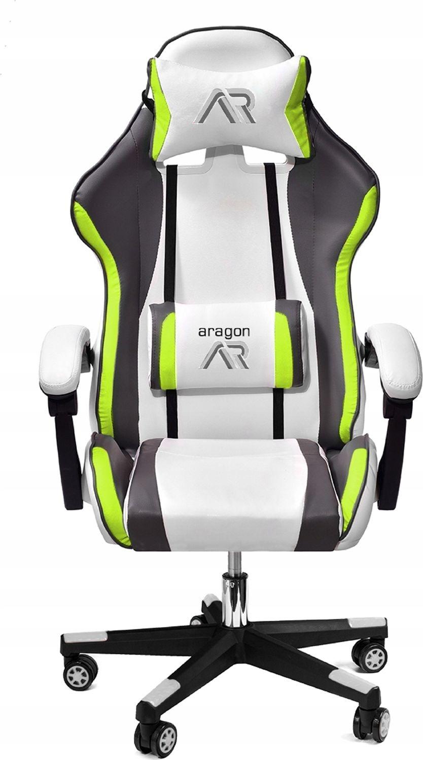 Gamingstol ergonomisk kontorsstol i vit-grå-lime ECO-läder