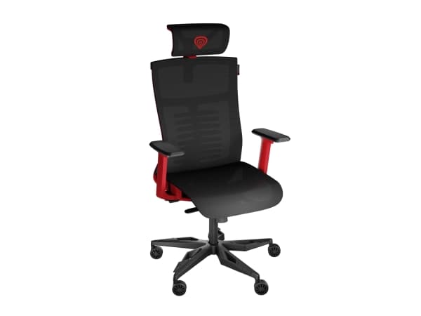 Genesis Astat 700 - Spillestol - ergonomisk - armlener - T-formet - tipping - roterende - masketekstil - svart, rød