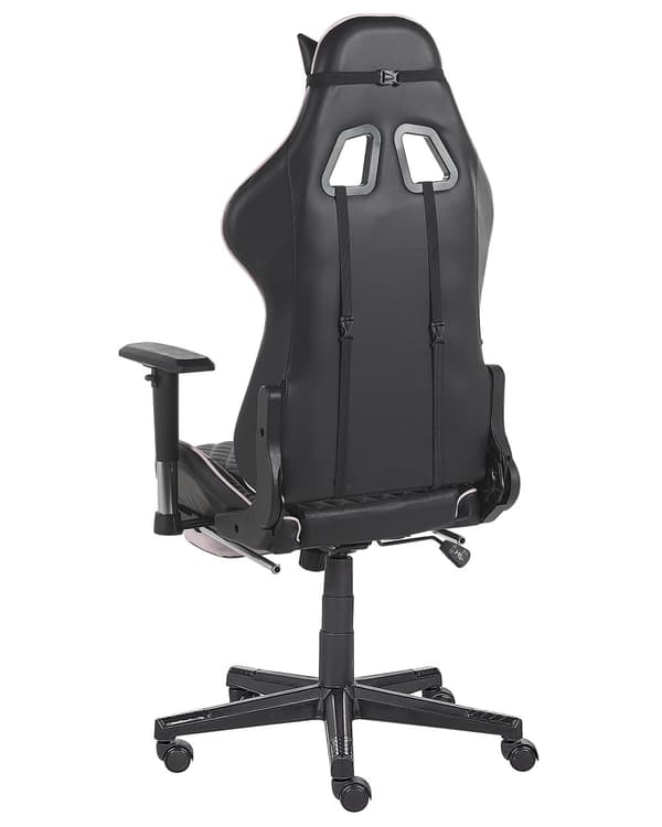 Gamingstol Svart Rosa Konstläder Justerbara Armstöd och Höjd Fotstöd Modern design