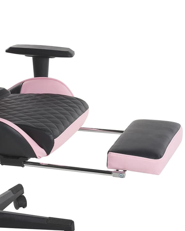Gamingstol Svart Rosa Konstläder Justerbara Armstöd och Höjd Fotstöd Modern design