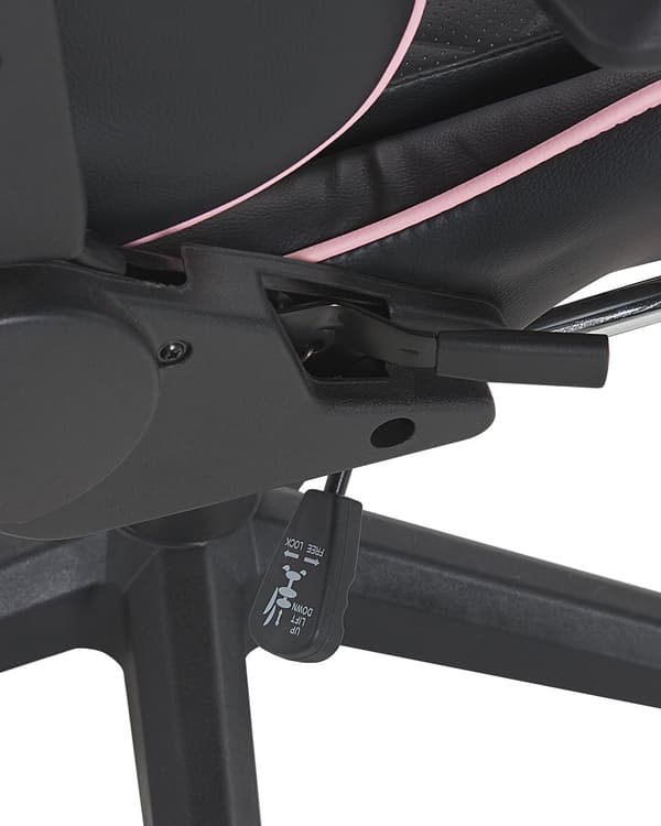 Gamingstol Svart Rosa Konstläder Justerbara Armstöd och Höjd Fotstöd Modern design