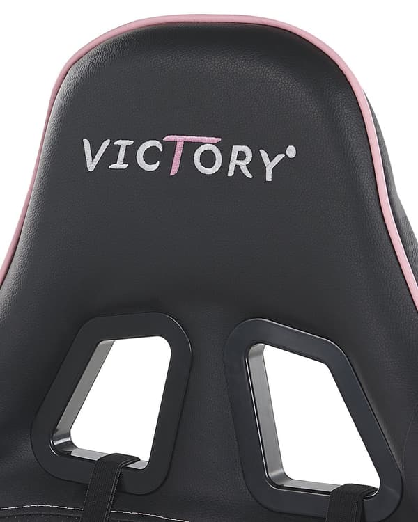 Gamingstol Svart Rosa Konstläder Justerbara Armstöd och Höjd Fotstöd Modern design