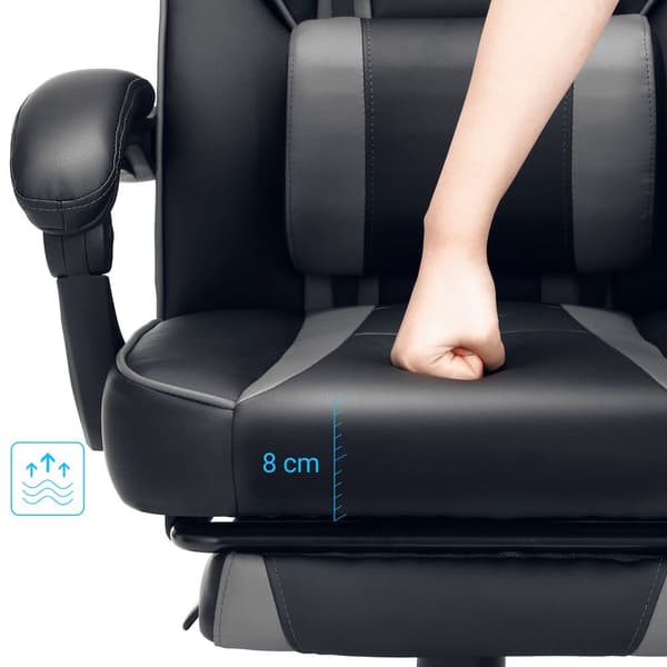 Spilstol med fodstøtte - Ergonomisk kontorstol - Racingstol - Gamingstol - Med ryg og pude