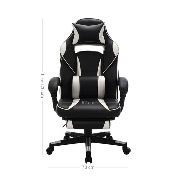 Spilstol med fodstøtte - Ergonomisk kontorstol - Racingstol - Gamingstol - Med ryg og pude