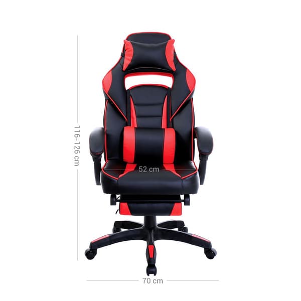 Gaming stol med fodstøtte - Ergonomisk kontorstol - Racerstol - Gaming stol - med ryg og pude