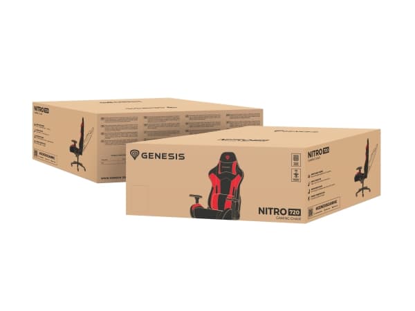 Genesis Nitro 720 - Spillestol - ergonomisk - armlener - T-formet - tipping - roterende - stoff, økolær - svart, rød