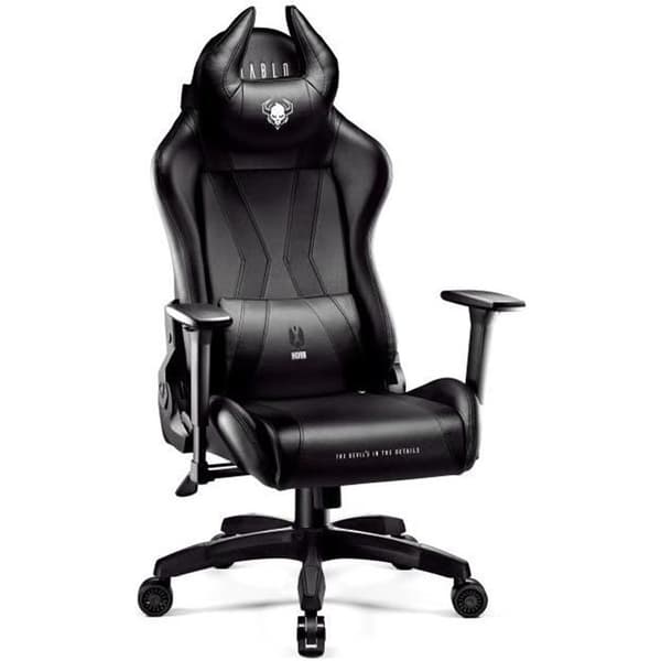 Diablo X-Horn 2.0 Gaming Stol Office Gamer Fåtölj 3D Skai Armstödskudde Lumbar Cousin (svart, L)