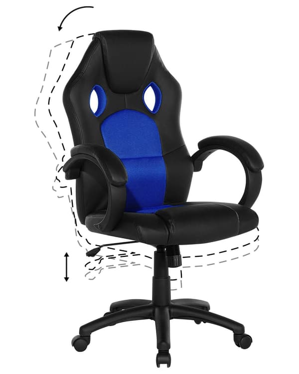 Kontorstol svart/mørkeblå kunstskinn moderne design