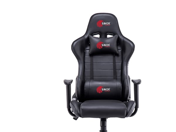 Sinox gamingstol i sort med røde syninger