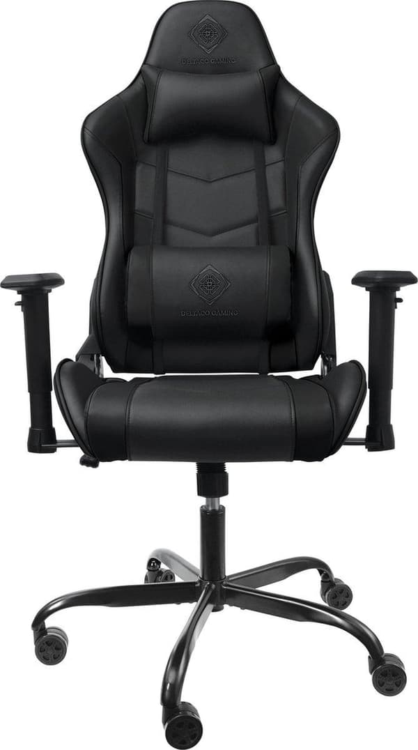 DELTACO GAM-096 Gaming stol i konstläder - med nack- och ryggdyna - Svart